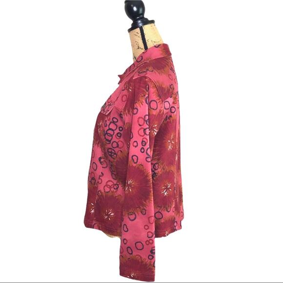 French Laundry Size Large Floral Printed Denim Jacket Pockets Fitted - Picture 6 of 15